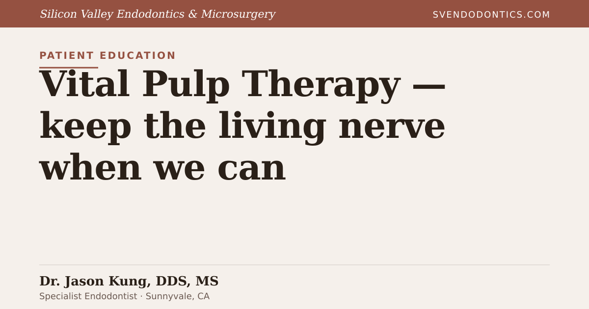 Vital Pulp Therapy — Patient Guide · Sunnyvale Endodontist